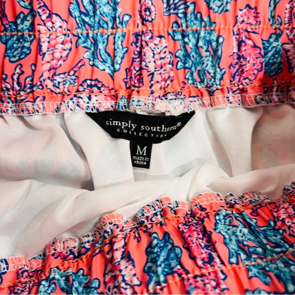 Simply Southern Shorts Pink Blue Coral Seahorses Pull On Elastic Waist Medium. - Picture 2 of 5